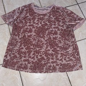 pink, floral, part velvet, shirt, size XL